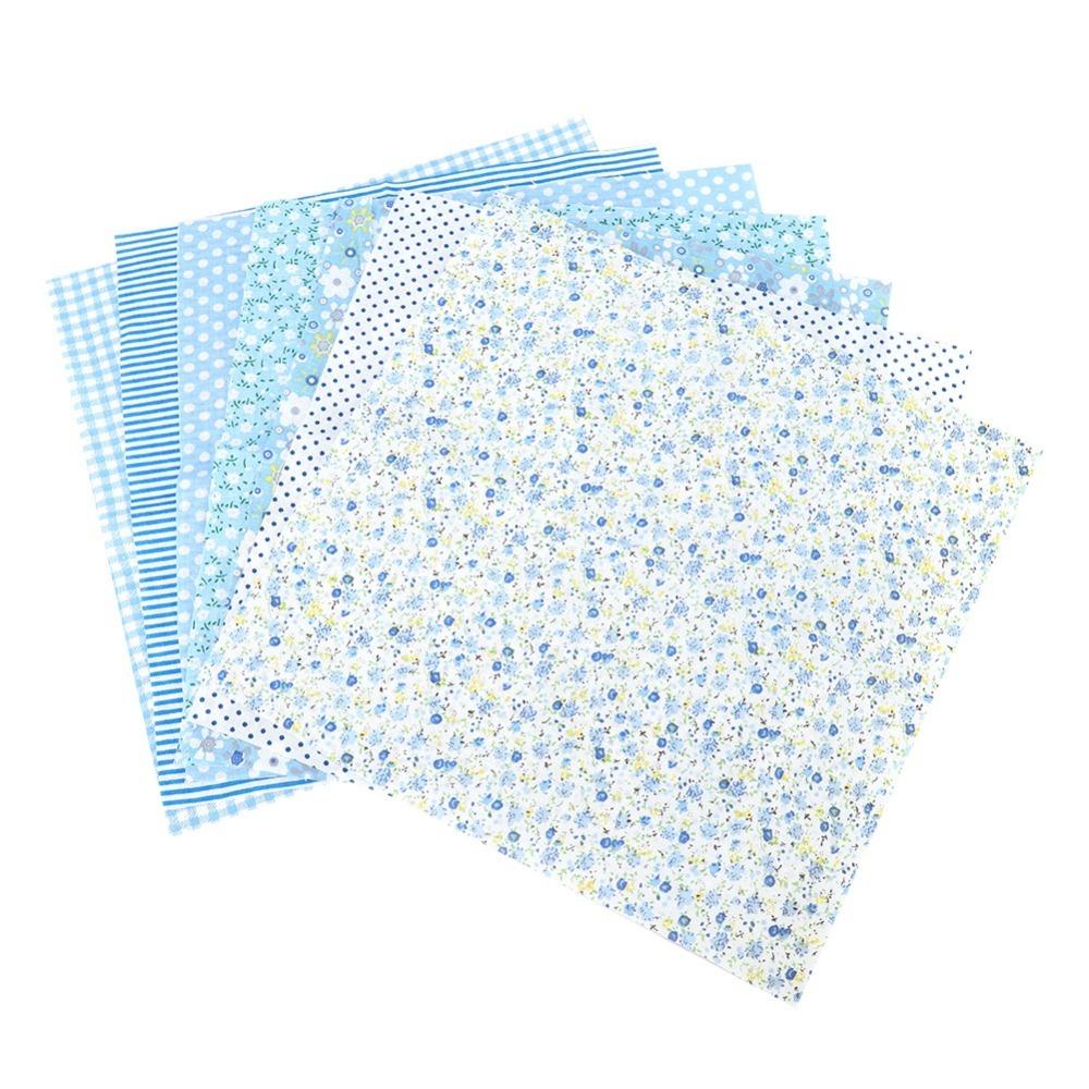 7Pcs Blue floral pattern Fabric Bundle Quilting Fabric  Hand quilt production