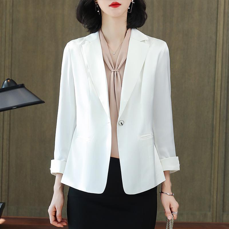 Professional temperament silk small blazer women's spring and summer mulberry silk casual loose large size suit