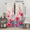 2pcs Floral Bouquet Curtains   Rod Pocket Mount   Vibrant Digital Printed Polyester   Semi-Transparent for Living Room   Bedroom   Ki
