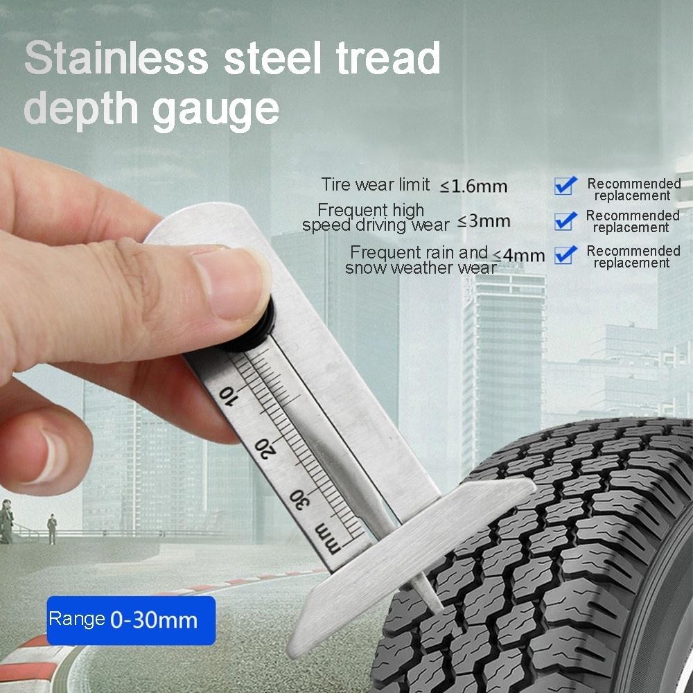 Portable Tire Tread Depth Gauge Stainles Steel Inspection Tire Safety Tire Ruler