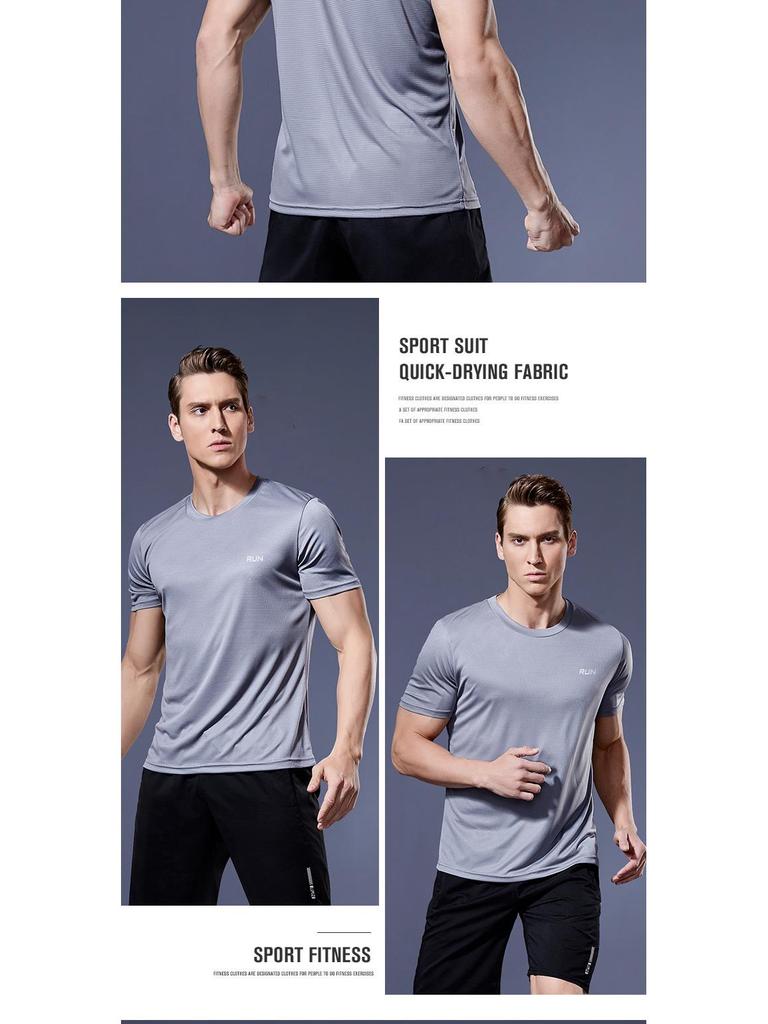 Men's Quick-Dry Summer Sports T-Shirt - Breathable, Loose Fit for Fitness, Running, and Basketball, Round Neck, Short Sleeves.