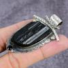 Natural Black Tourmaline, Spinel Gemstone 925 Sterling Silver Pendant 2.28" N8u92
