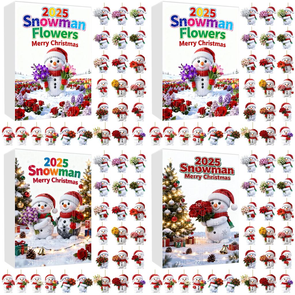 Christmas Countdown Calendar With Snowman Acrylic Ornaments For Holiday Gift Exchange