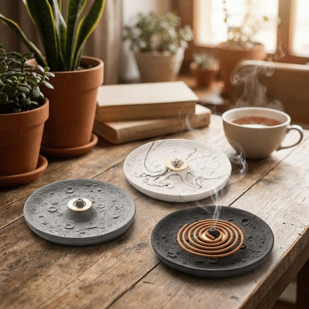 Handmade Mosquito Coil Holder Sturdy Simple Mosquito Coil Tray Round/Triangle Decorative Mosquito Incense Holder Camping