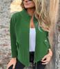 Women's Grey Stand Collar Short Jacket with Multiple Color Options