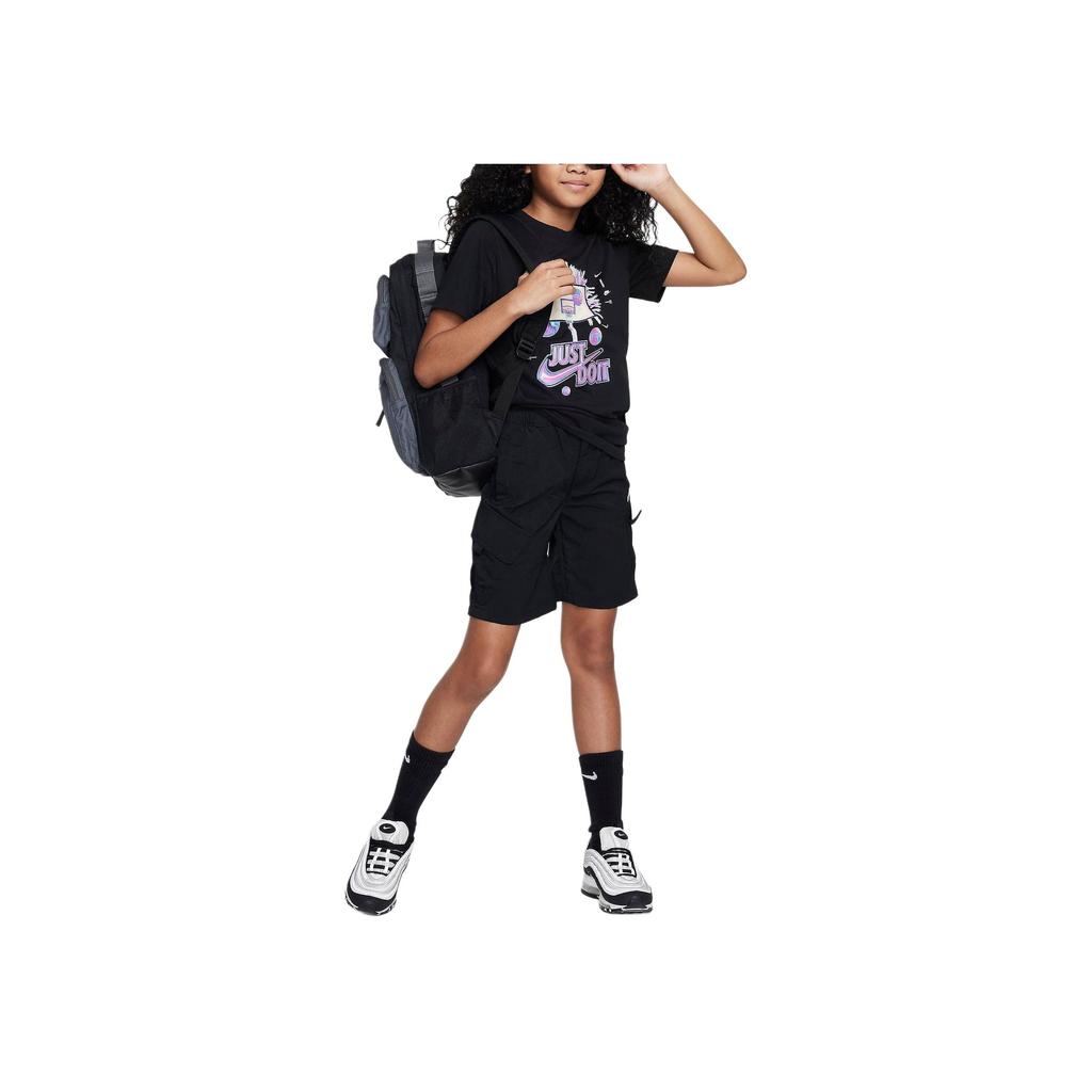 Nike Sportswear Printed Letter Casual Round Neck Short Sleeve T-Shirt Kids Tops Black FV5348-010