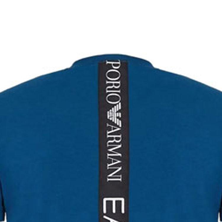 Emporio Armani EA7 SS22 Letter Print Crew Neck Short Sleeve T-Shirt Men Tops Navy-Blue 6HPT11-PJ03Z-15460