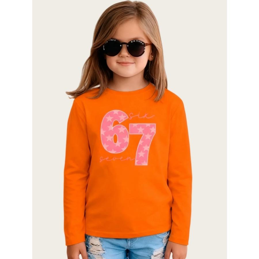 Meme 67 T-Shirt for Kids Funny Digital Print Autumn Long Sleeve Tees Loose Comfortable Tops Streetwear Y2k Children's Clothing