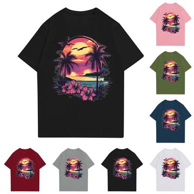 Lässiges, bedrucktes T-Shirt mit Rundhalsausschnitt und kurzen Ärmeln für Damen