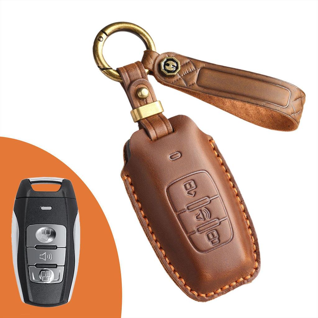 Handmade Leather Retro Key Cover for Haval H6S, H9, M6, First Love, Big Dog, Great Wall Cannon