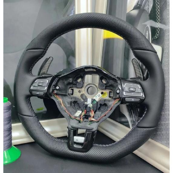 Custom Car Steering Wheel Braid Cover Hand Sewn Leather For Volkswagen VW Golf 6 GTI MK6 Polo GTI Scirocco R Car Accessories