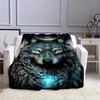 1pc Cozy Wolf Print Blanket Flannel Blanket For Sofa, Bed, Travel, Camping, Living Room, Office, Couch, Chair