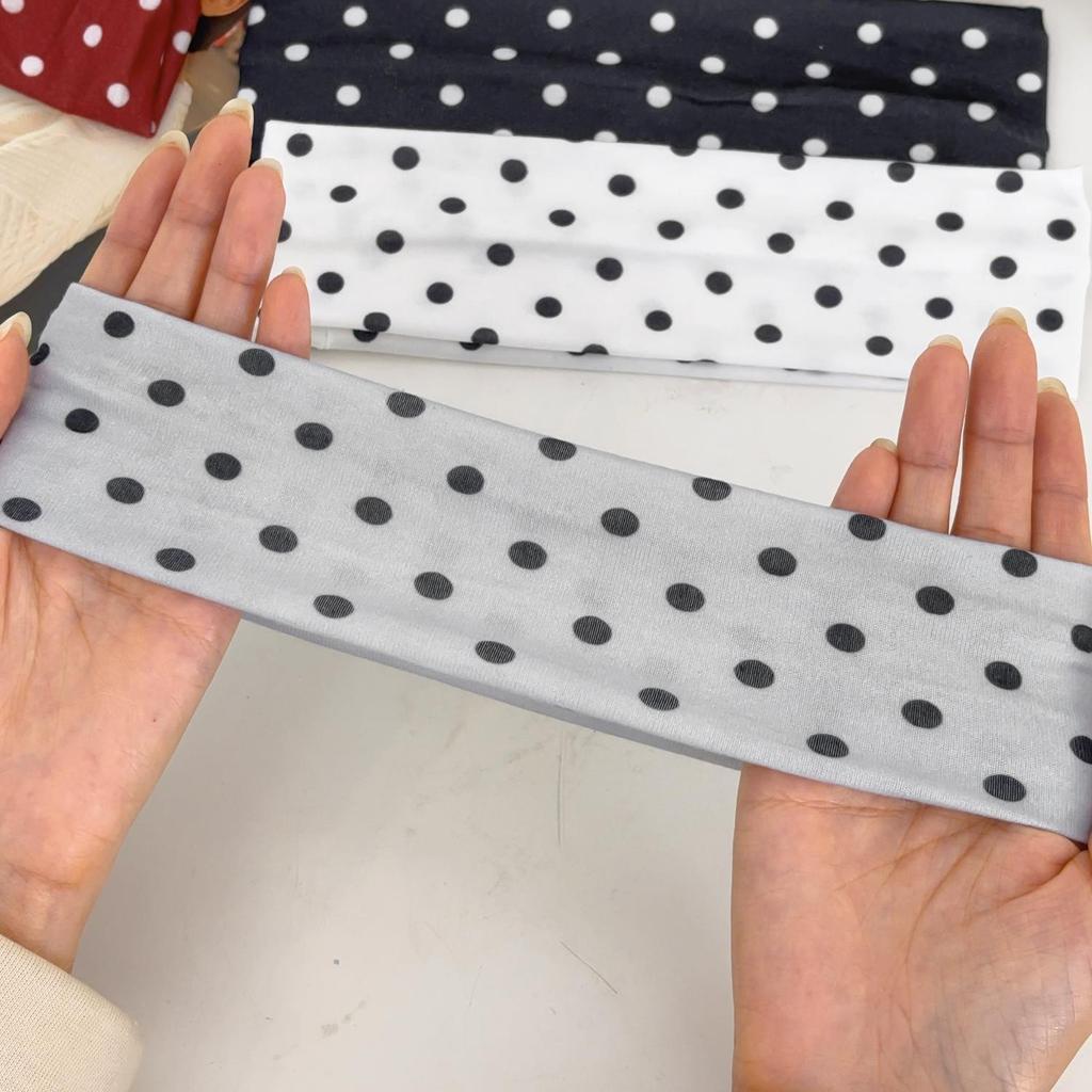 Polka Dot Yoga Elastic Headband Fashionable Dot-pattern Makeup Headband Sports & Fitness Sweat-absorbent Hairband