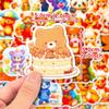 50 Stickers Bear Food Stickers Cute Bear Creative Diy Decorative Goo Card Stickers Waterproof Stickers
