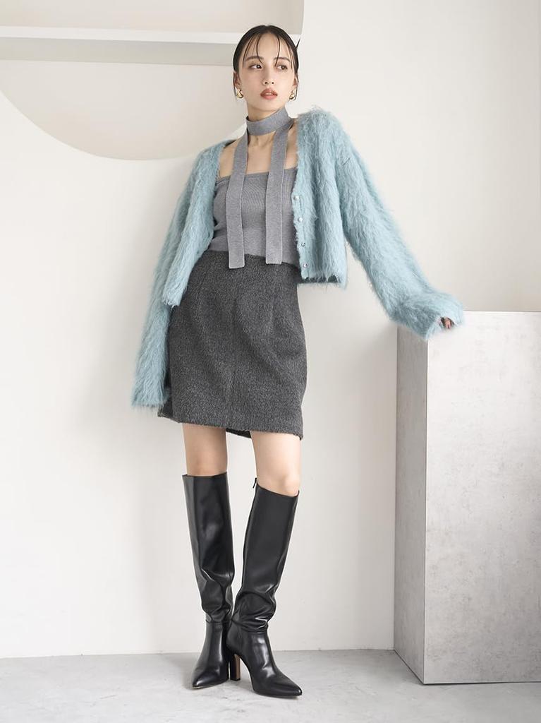 Snidel Shaggy Box Mini Skirt SWFS245119GRY0