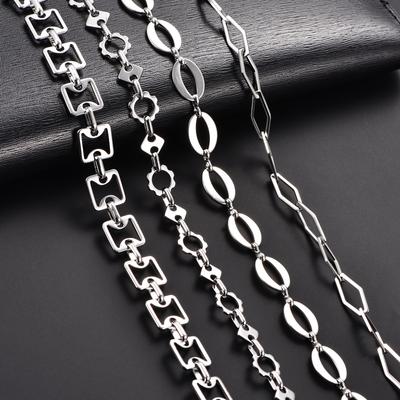 Kreativní geometrický nerezový článkový řetízek na krk Náhrdelník pro ženy Muže Měděná barva Obojek Choker Kovové šperky Doplňky