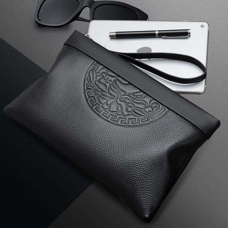 Men's Business Handheld Bag - Large Capacity Retro Leather Zipper Wallet, Fashion Clip Casual Purse for Work & Travel