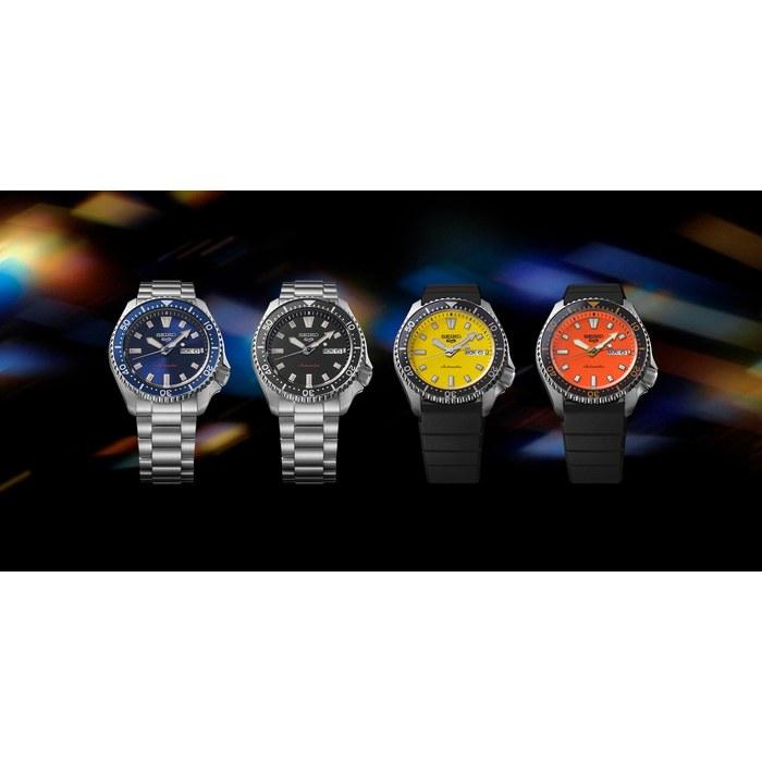Seiko 5 Sports SBSA309 Men's Watch - Mechanical Automatic (with Manual Winding) - Orange Dial - Silicone Band