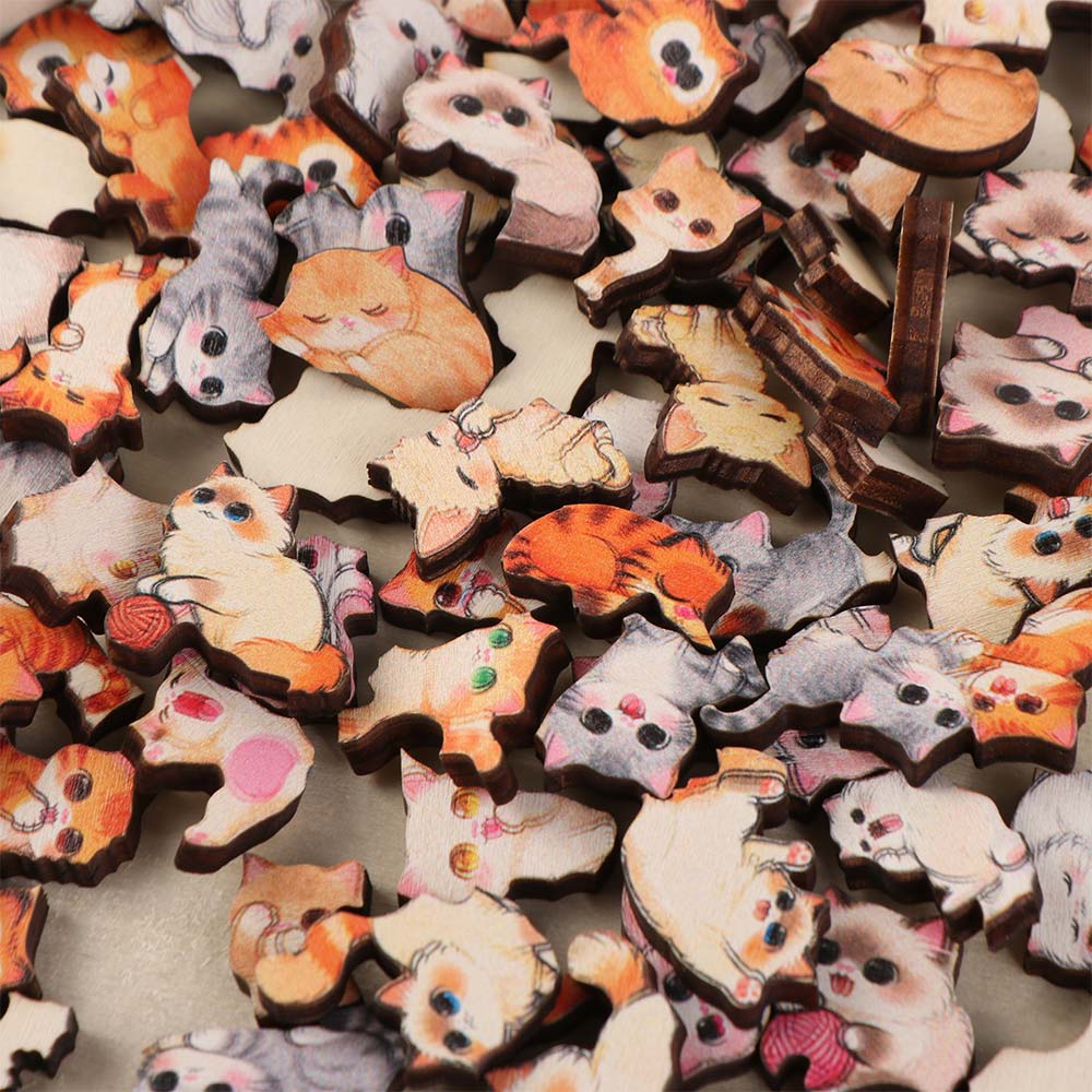 Dog Cat Wooden Puzzle Animal Puzzle Unique Irregular Puzzle Cat-shaped Jigsaw Children's Toy