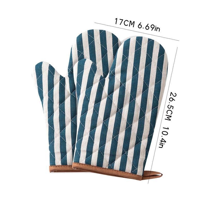 Thickened Oven Gloves Set, Anti-Scalding, Simple Cotton And Hemp, Microwave Oven Glove, Baking, Cooking, Kitchen