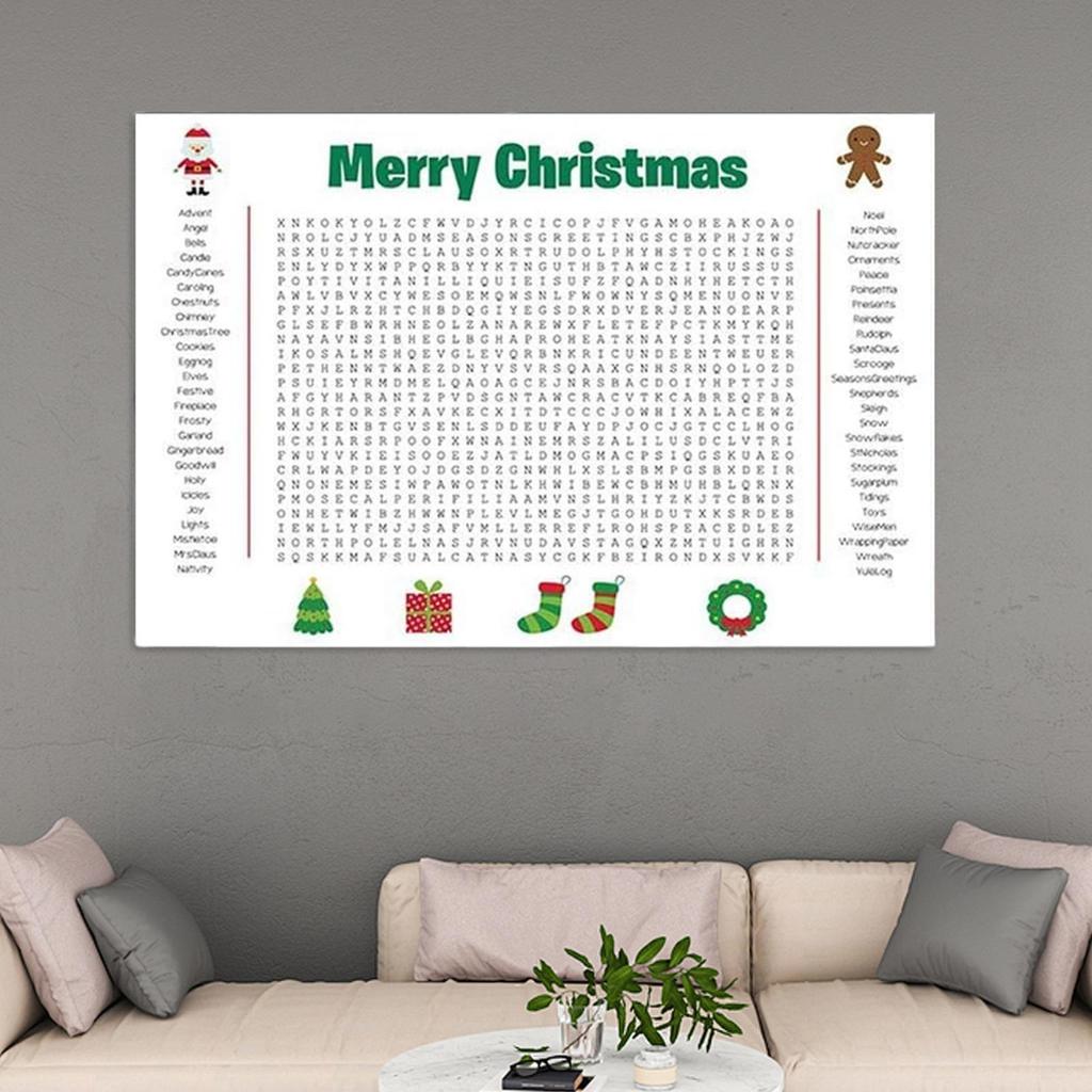 Plakat Świąteczny Puzzle Słowne 80x50cm Świąteczna Krzyżówka Plakat Ścienny Interaktywna Gra Rodzinna Plakat Na Grę I Wydarzenia