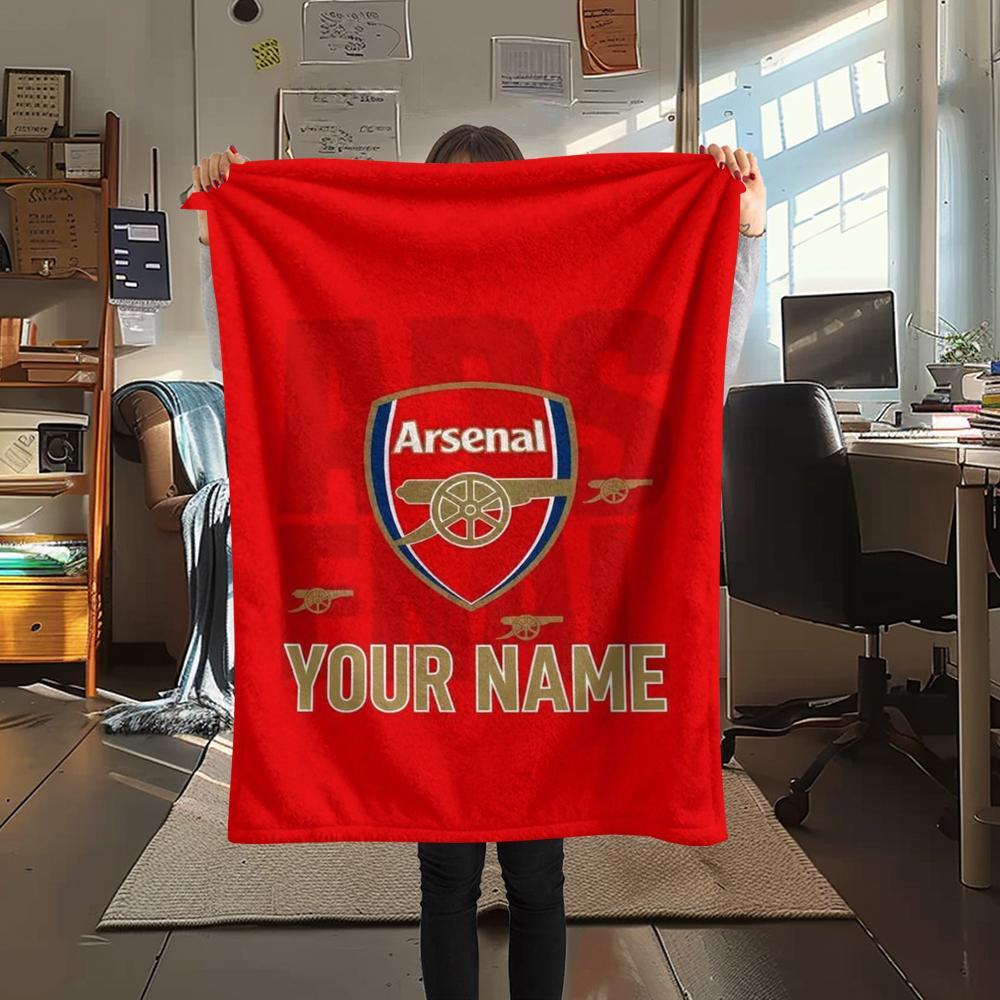 1PC Custom Name Arsenal Patterned Flannel Blanket Suitable For All Seasons for Home Decor Warmth and Comfort Gifts Holiday Present