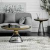 Minimalist Tempered Glass Coffee Table with Wrought Iron Design - Small Luxury Side Table for Living Room or Office