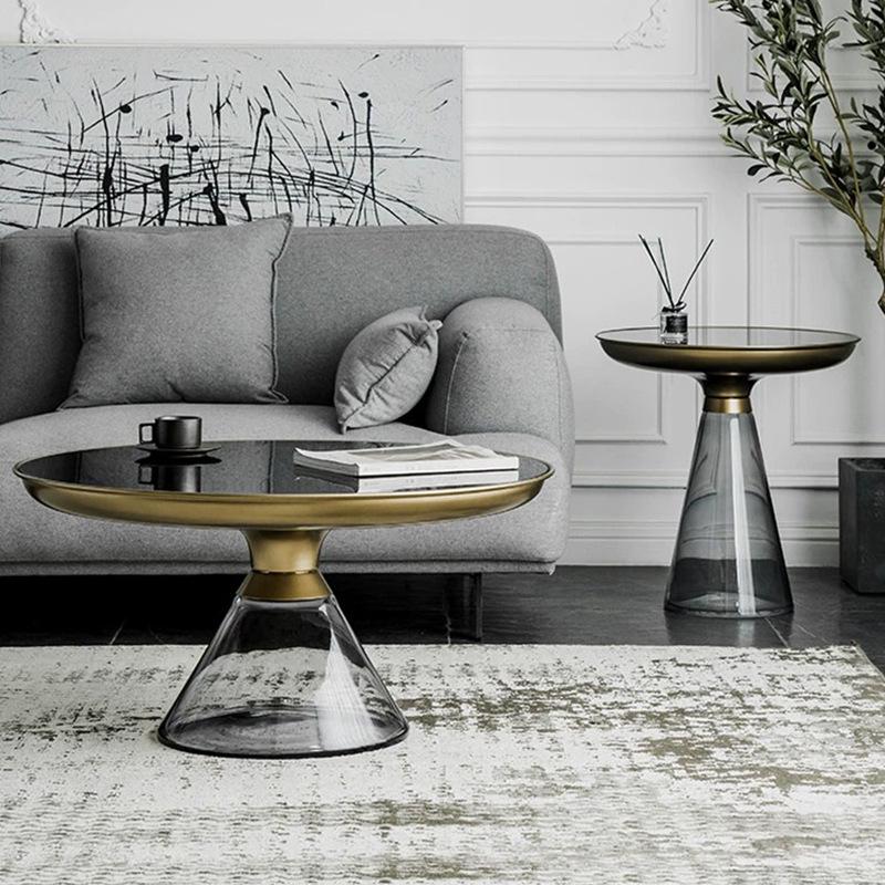 Minimalist Tempered Glass Coffee Table with Wrought Iron Design - Small Luxury Side Table for Living Room or Office