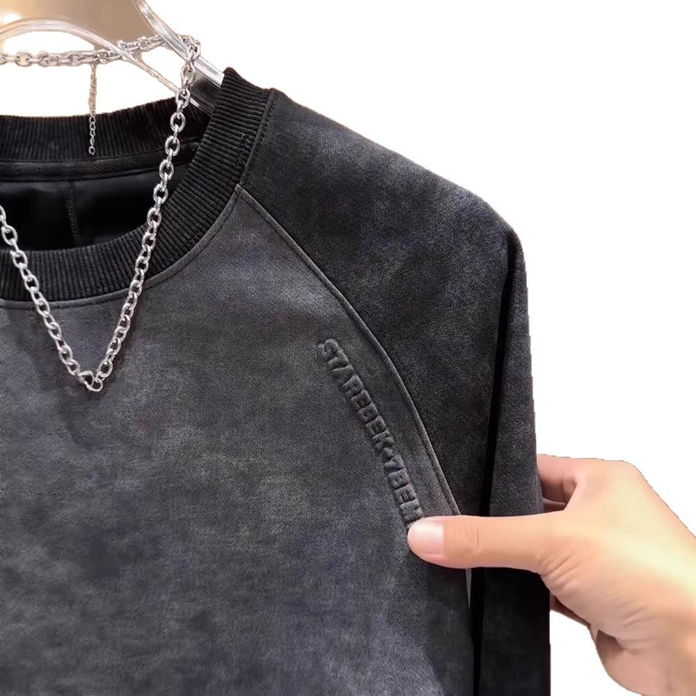 Trendy brand slim-fit pullover fleece long-sleeved top and clothing bottoming shirt Korean version sweater men's 2025 new model