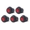 Round Rocker Switch 12VDC 3 Pin ON Off Toggle with Lid Red Light 20MM for Car Auto Boat Trucks 5Pcs