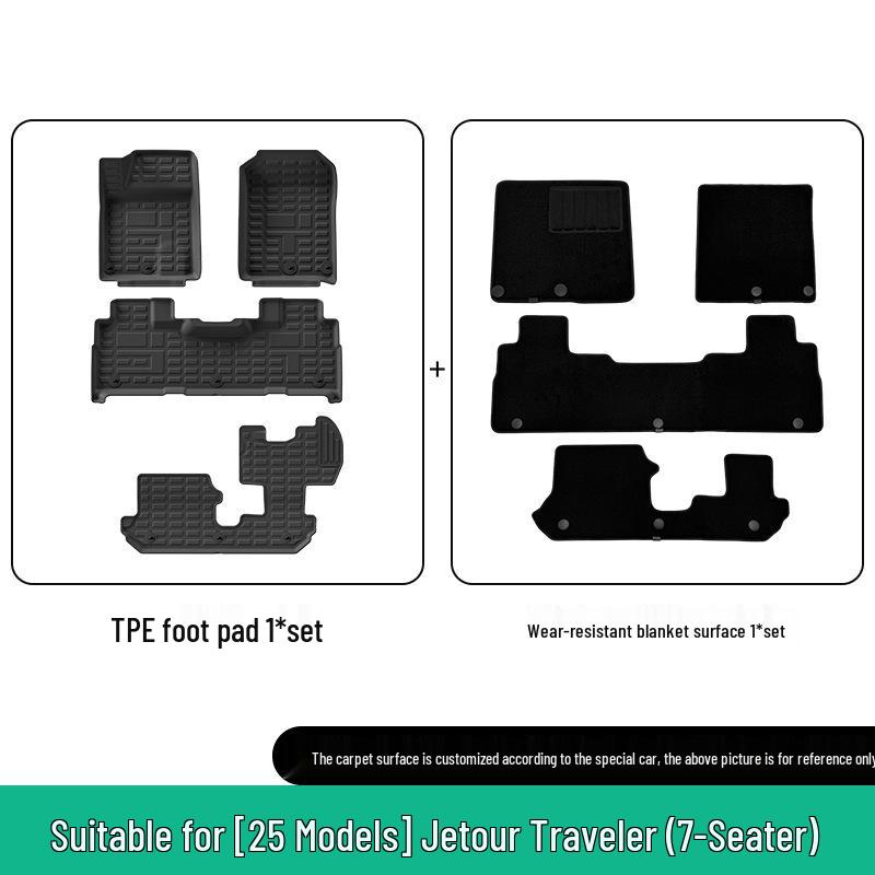 Compatible with Jetour Traveler/Shanhai T2 (23-26 Models) - TPE Car Floor and Trunk Mats.