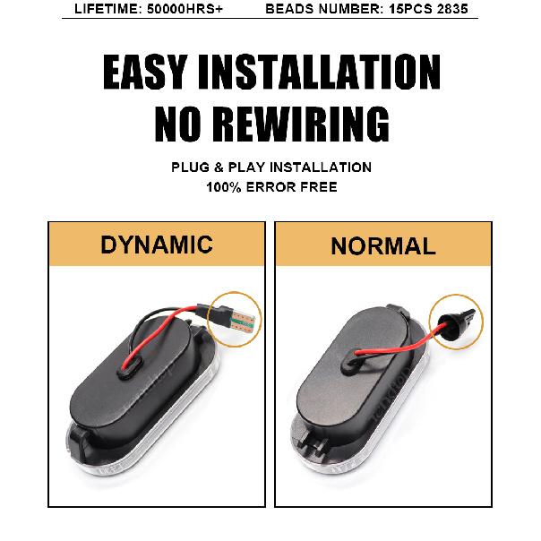 Dynamic Side Marker Light Turn Signal Flashing Blinker Lamp For SEAT Leon Ibiza 6L Ford Focus MK2 VW Golf 3 4 Lupo Passat PoloTurn Signal 2