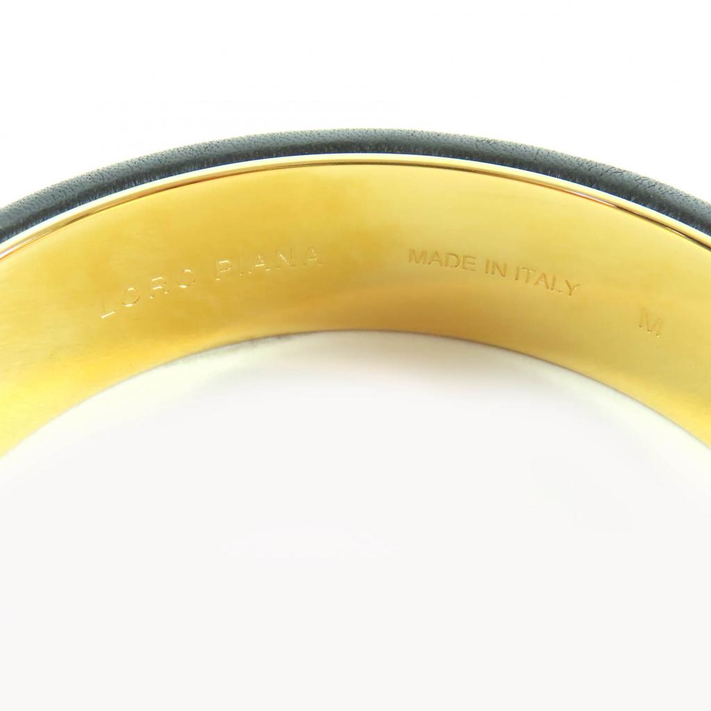 Excellent Loro Piana Bangle Duo Bangle Bracelet black Calf leather M FAO3952 Used