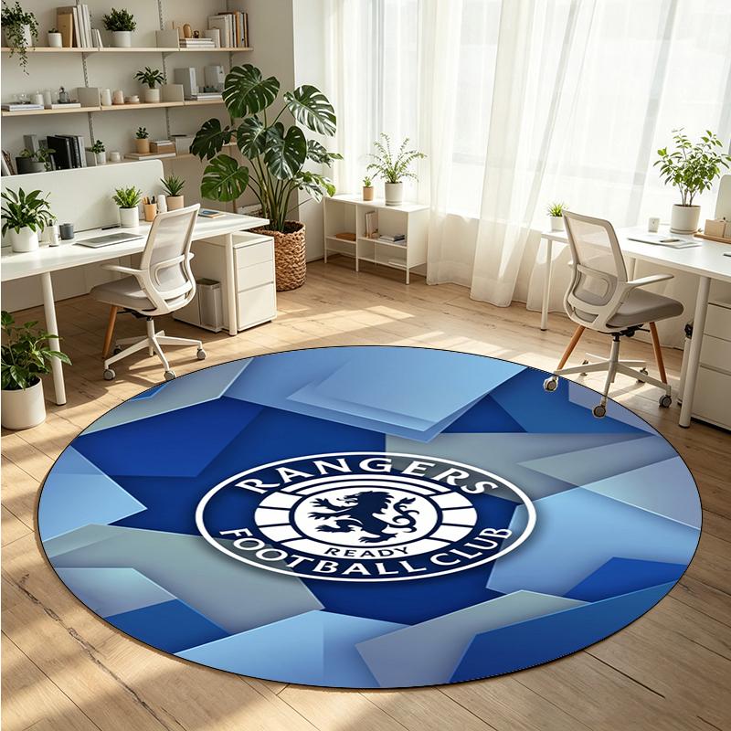 Rangers FC Printed Round Crystal Velvet Rug Soft Non Slip Floor Carpet For Bedroom Holiday Gift