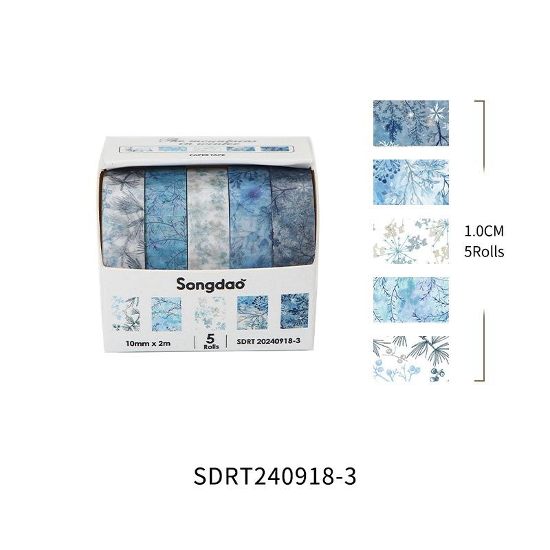 5 Rollen/Set Winterberg-Serie Blumen Washi Tape Saisonale Blumen Blätter Dekorativ Schnee Masking Tapes für Kunst DIY