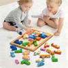 Bajoy Edukacyjna Zabawka Montessori 4 w 1 Drewniana Układanka Tetris Puzzle Jigsaw Puzzle Klocki Budowlane Puzzle 3D Trening Mózgu Trening Pamięci Rozumowanie Przestrzenne