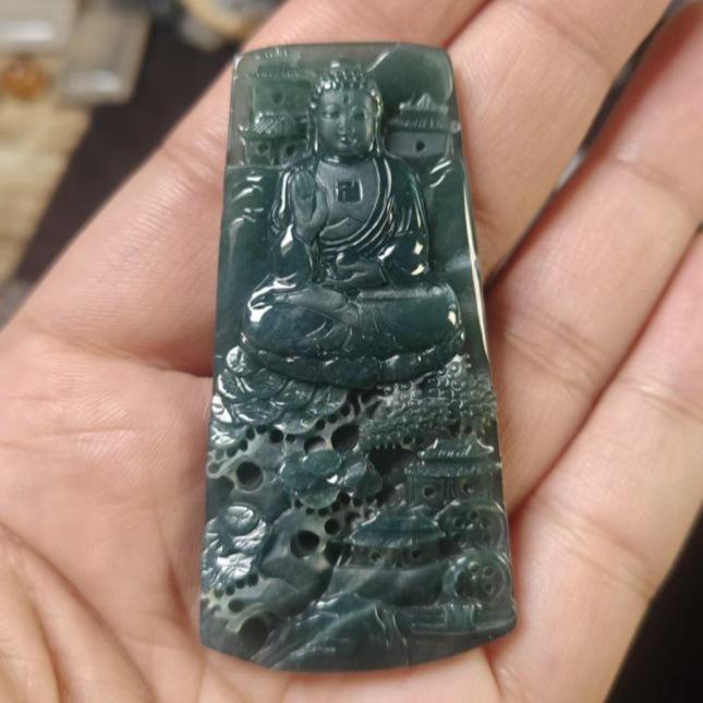 Landscape Dainichi Jade Pendant: A-Grade Natural Carved Jade for Men and Women