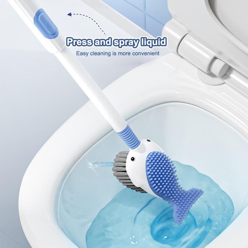 Silicone Toilet Brush Set Hanging Hole Non-Slip Toilet Scrubber Wall-Mounted Durable Toilet Cleaner With Holder Bathroom