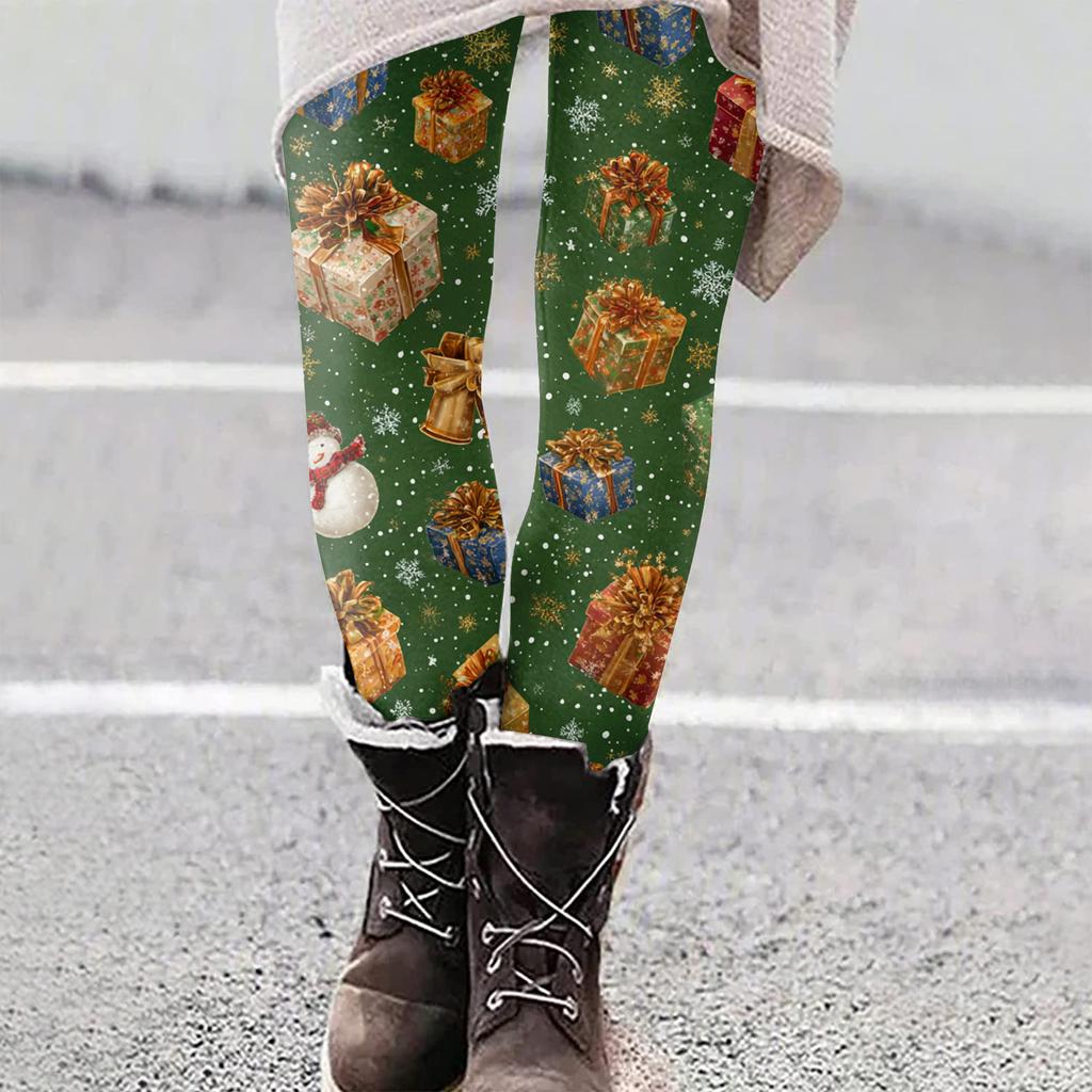 Women's Christmas Print Slim Fit Elastic Yoga Casual Pants