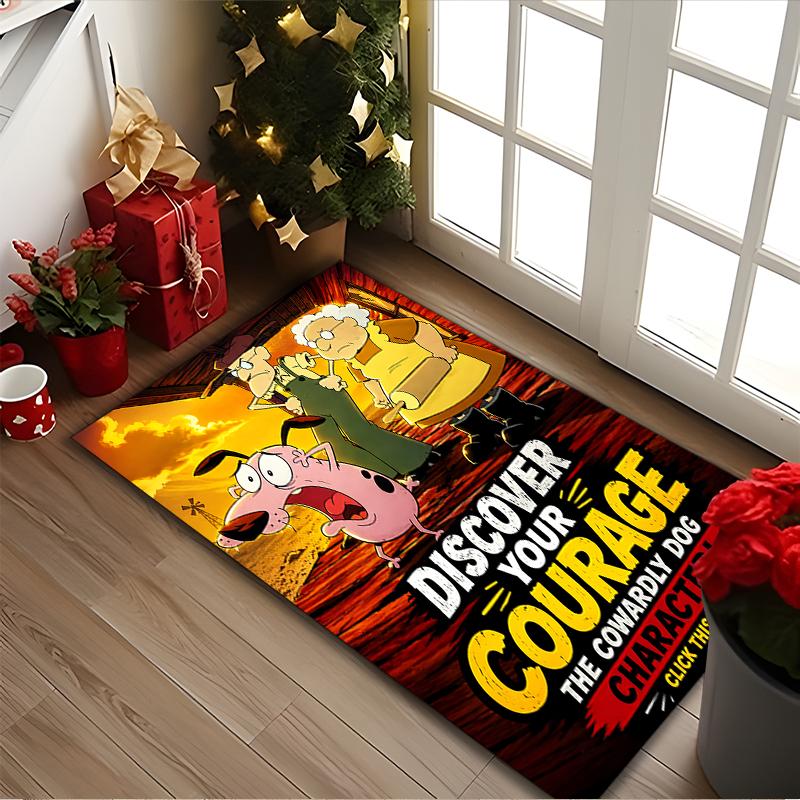1pc Office Printed Area Carpet, Courage the Cowardly Dog Rug, Home Sofa Chair Mat For Christmas and Halloween Décor