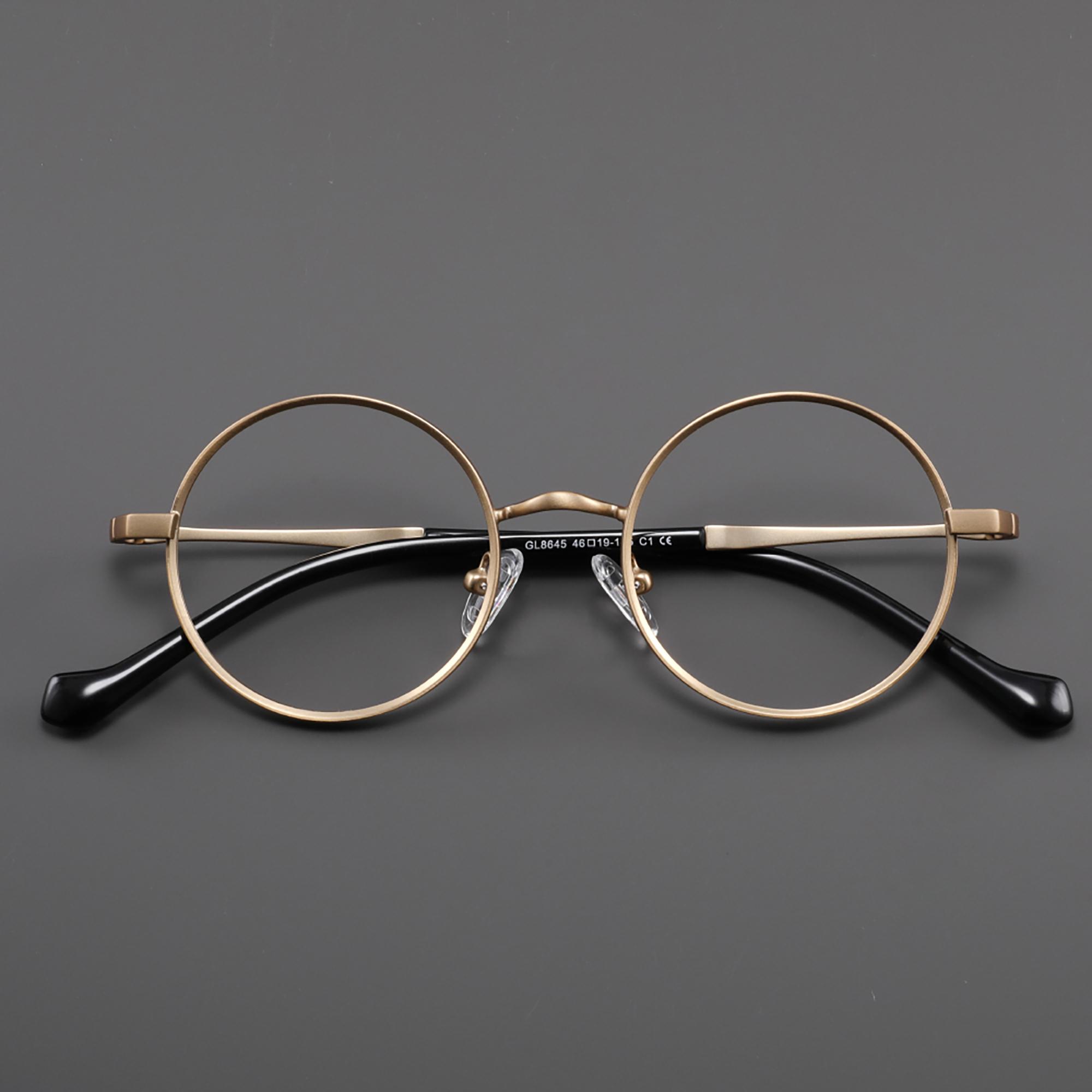 Rame de ochelari din titan pentru bărbați Rotunde Retro Japoneze Ultra-ușoare Rame de ochelari Femei 2026 Vintage Confortabile Marcă Cadru pentru ochi black