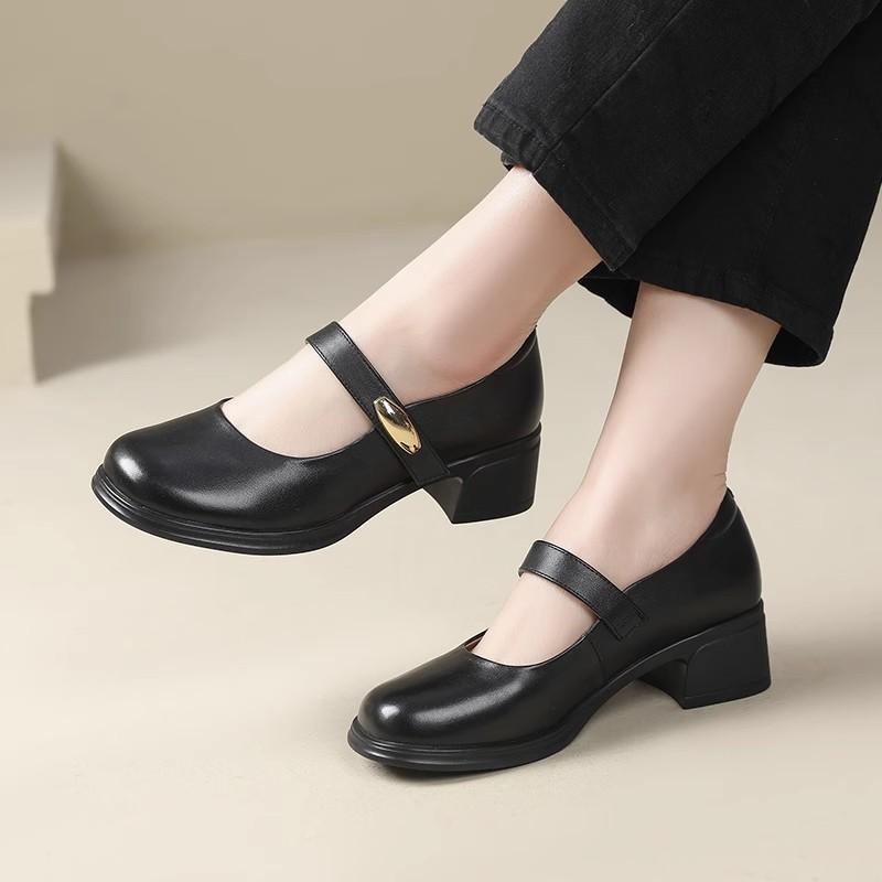 Mode GKTINOO 2025 Mode Damen Pumps Mary Jane Dicke Absätze Echtleder Schuhe Frau Frühling Herbst Plateau Büro Damen Schuhe