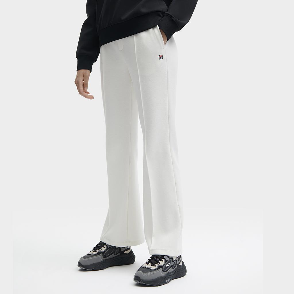 Fila Solid Color Straight Fit Knitted Sports Pants Women Bottoms Brushed-White F11W348608F-IV