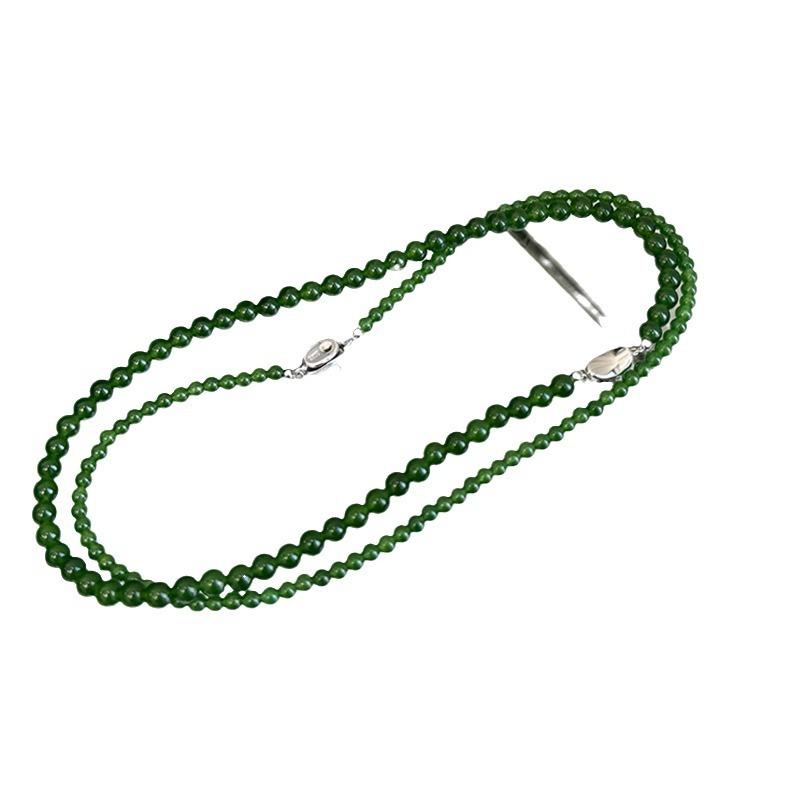 Green Agate Beaded Necklace Female Fresh Temperament Simple Personality Versatile Neck Chain Collarbone Chain