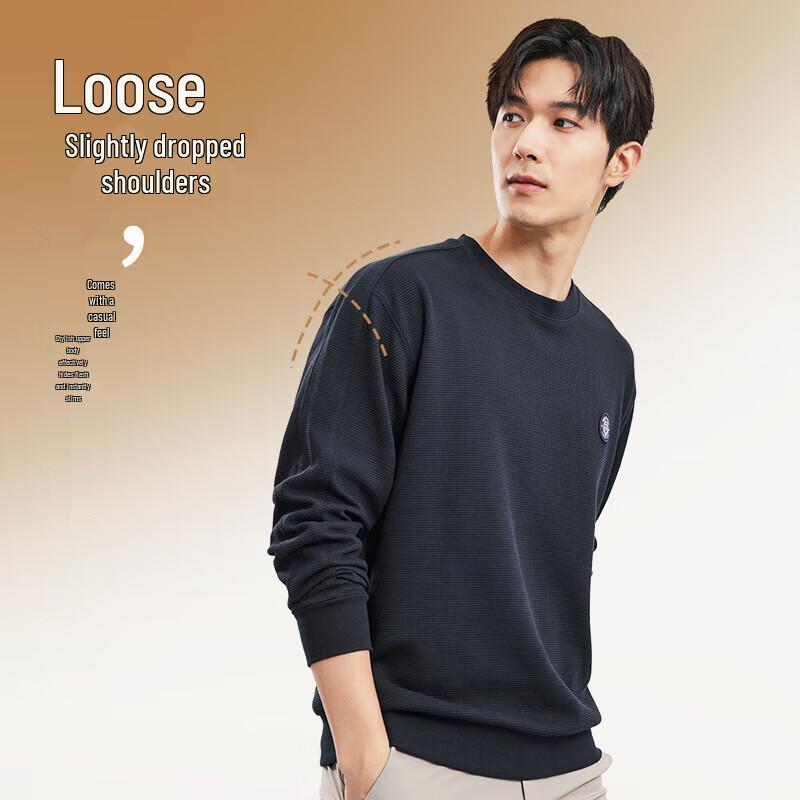 Sevenwolves Men s Waffle Knit Round Neck Pullover Sweatshirt M