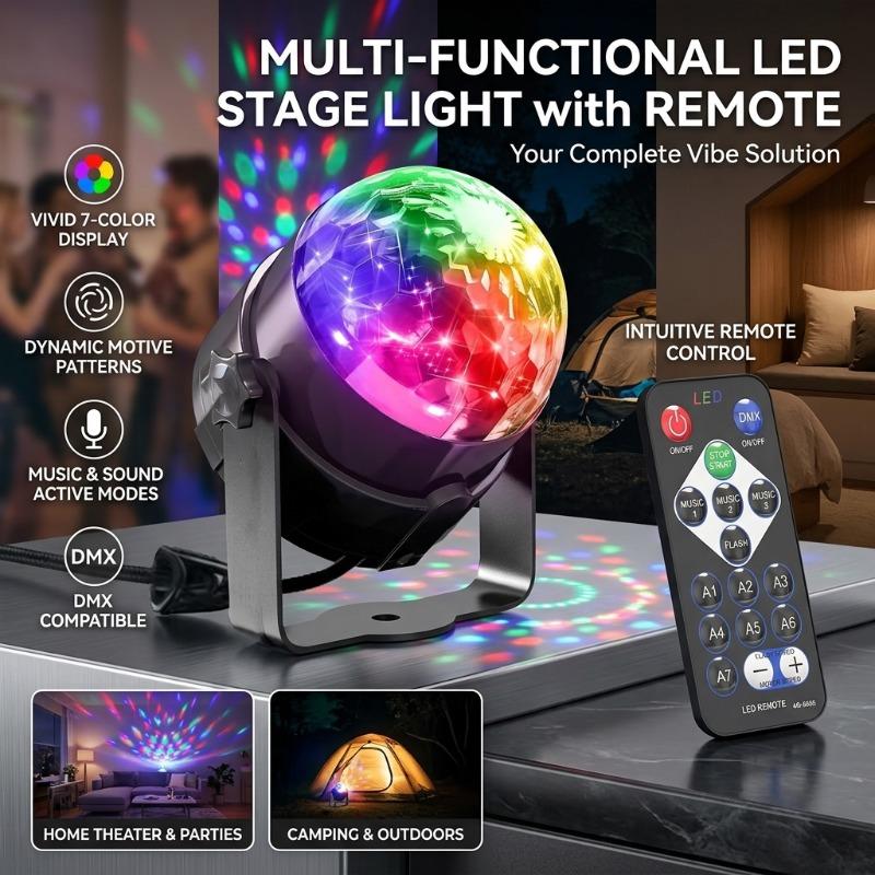 LED Colorful Strobe Light RGB with Remote Stage Disco Light Rotating Strobe for Home Room Parties Birthday Wedding Bar Show Lamp