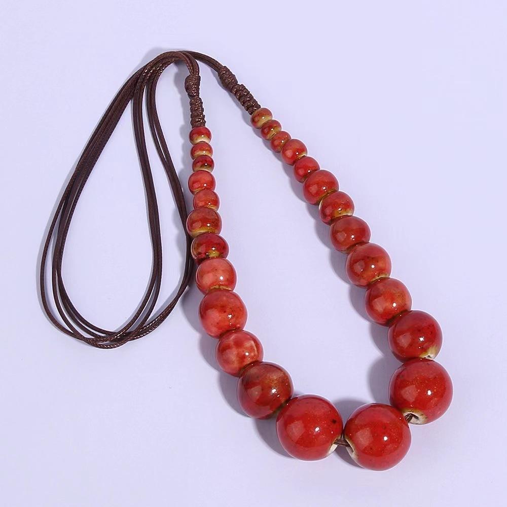 JMXD-Evropský a Americký Etnický Styl Korálkový Keramický Korálek Náhrdelník Bohémský Nastavitelný Řetízek na Krk Retro Jednoduchý Novoroční Řetízek na Svetr