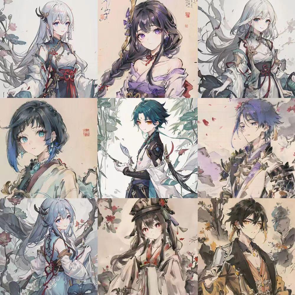 

наклейка Genshin в японском стиле чернил