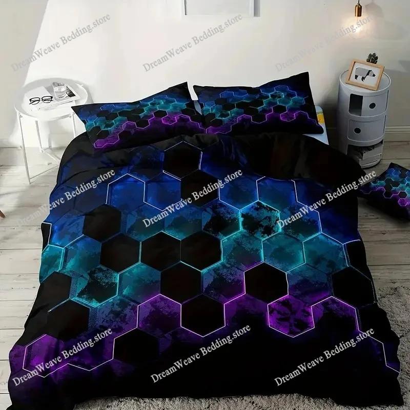 Colorful Geometry Bedding Set - Duvet Cover with Pillowcase for Single Double Bed Kids Adults Queen King Size Options Available9