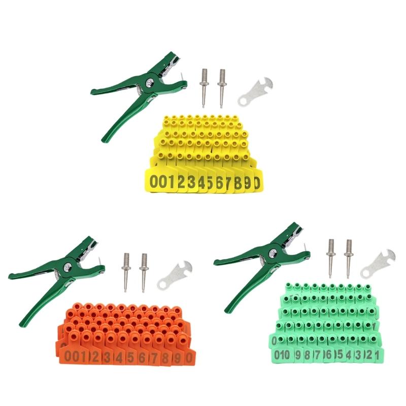 Livestock Eartags Number Label Sign 001-100 Cattle Ear Label Identification Eartags Pliers Sign Number for Farm Animals